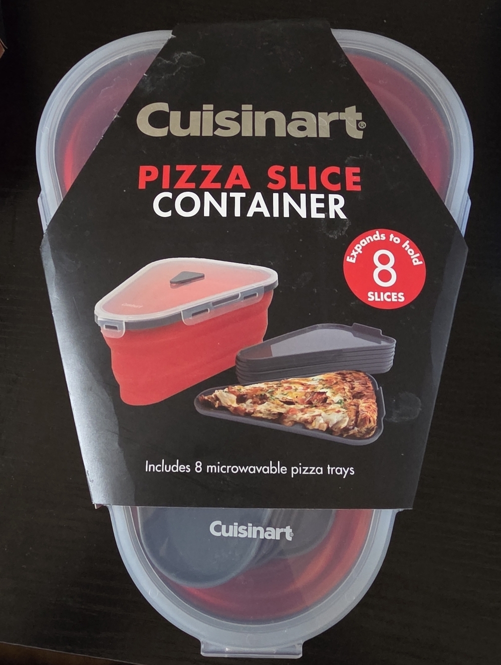 Cuisinart 8 Pizza Slice Container w Microwavable Trays Collapsible Silicone